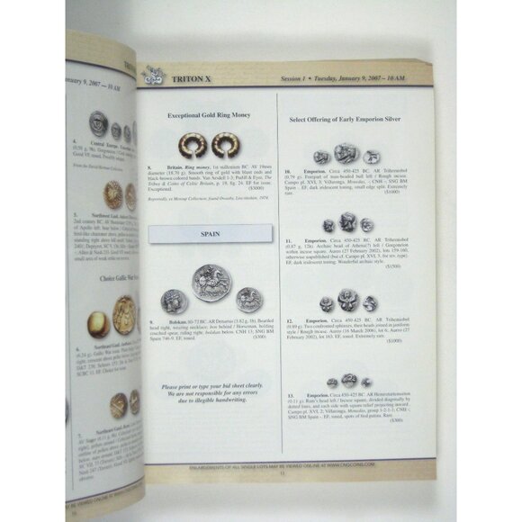 Triton X Auction Catalog January 9 to 10 2007 NY International Numismatic PPB - Picture 4 of 11